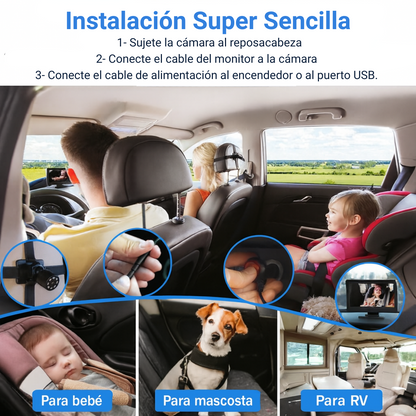Espejo Auto para Bebé con Pantalla 4.3" HD - Visión Nocturna