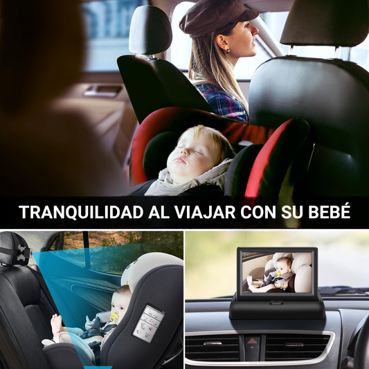 Espejo Auto para Bebé con Pantalla 4.3" HD - Visión Nocturna